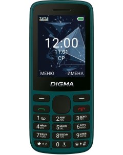 Мобильный телефон A250 1888918 Linx 128Mb 0 048 зеленый моноблок 3G 4G 2Sim 2 4 240x320 GSM900 1800  Digma