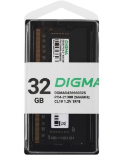 Модуль памяти DDR4 32GB DGMAS42666032S 2666MHz RTL PC4 21300 CL19 SO DIMM 260 pin 1 2В single rank R Digma