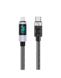 Кабель интерфейсный LDC2L 20 BK BP USB C m Lightning m 66 Вт 2 м черный серебристый Orico