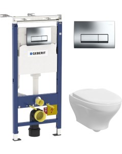 Комплект инсталляция Geberit 458 125 21 1 4в1 с кнопкой Унитаз Estetic Hygienic Flush Gustavsberg