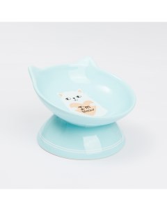 Миска керамическая на ножке для кошек Meow 16x12 5 см голубая Petmax
