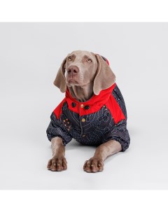 Куртка с капюшоном для собак 4XL красно черная Petmax
