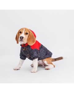 Куртка с капюшоном для собак L красно черная Petmax