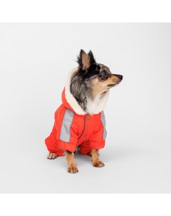 Комбинезон с капюшоном для собак M оранжево серый Petmax