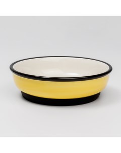 Миска керамическая с нескользящим дном для кошек Пчелы 15 5x4 7 см желтая Petmax
