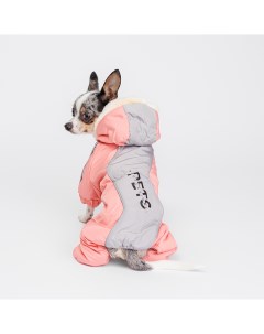 Комбинезон с капюшоном для собак M розово серый девочка Petmax