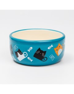 Миска керамическая для кошек и собак 290 мл 11x5 5 см синяя Petmax