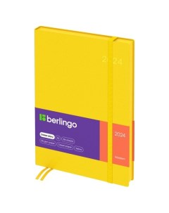 Ежедневник датированный 2024г Western A5 184л с резинкой желтый Berlingo