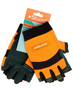 Перчатки 8054 02 XL алькантара с открытыми пальцами оранжево черно зеленый размер XL Sturm!