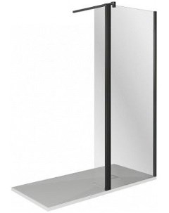 Душевая перегородка Walk in 90х195 профиль черный стекло прозрачное Good door