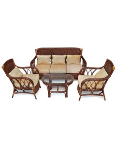 Комплект для отдыха ANDREA диван кресла журн столик со стеклом подушки Pecan Washed античн орех Tetchair