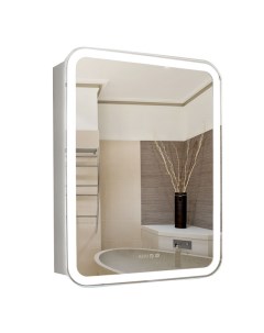 Шкаф зеркальный для ванной Фиджи с часами 60 см Silver mirrors