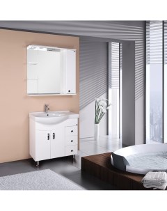 Комплект мебели Эльбрус 83 см напольная с ящиками и дверцами белая Onika