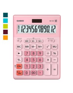 Калькулятор настольный GR 12C 12 разрядный кол во функций 10 однострочный экран розовый GR 12C PK W  Casio
