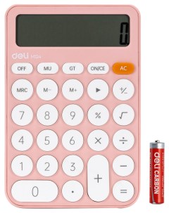 Калькулятор настольный EM124 12 разрядный однострочный экран розовый EM124PINK Deli