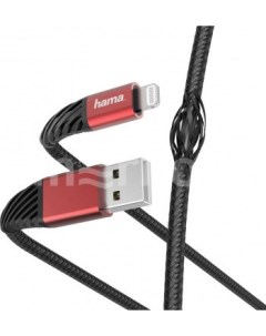 Кабель USB Lightning 8 pin угловой 2 4A 1 5м черный красный 00187217 Hama