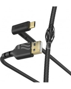 Кабель USB Micro USB угловой позолоченные разъемы 2A 1 5м черный 00187215 Hama