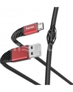 Кабель USB Micro USB угловой 2A 1 5м черный красный 00187216 Hama