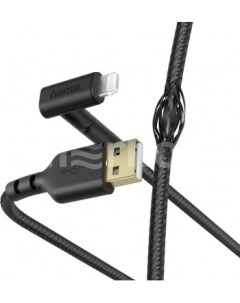 Кабель USB 2 0 Am Lightning 8 pin угловой позолоченные разъемы 2 4A 1 5м черный 00187212 Hama