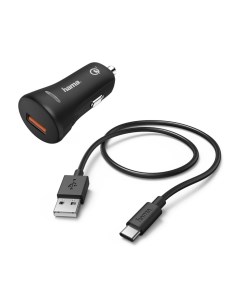 Автомобильное зарядное устройство H 183231 USB 3A QC кабель USB Type C черный 00183231 Hama