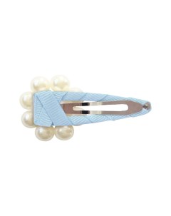 Заколка клик клак Pearl Flower коллекция Pearl Grosgrain небесно голубая Milledeux