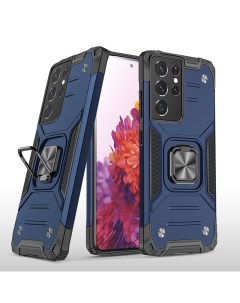 Противоударный чехол Legion Case для Samsung Galaxy S21 Ultra синий Black panther