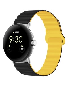 Ремешок часов силиконовый на магните универсальный 22 мм черно желтый Promise mobile