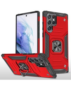Противоударный чехол Legion Case для Samsung Galaxy S22 Ultra красный Black panther