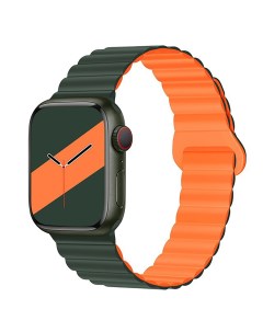 Ремешок Watch 42 44 45 49 mm силиконовый на магните 3 зелено оранжевый Promise mobile