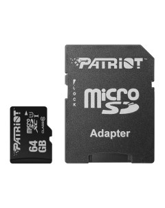 Карта памяти microSDXC Class10 PSF64GMCSDXC10 с переходником под SD Patriot memory