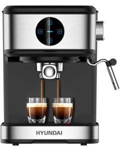 Рожковая кофеварка HEM 3312 серебристая черная Hyundai
