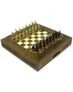 Шахматы исторические Полтавское сражение с чернеными фигурами 47 47 см 999 RTS 01 X Ровертайм