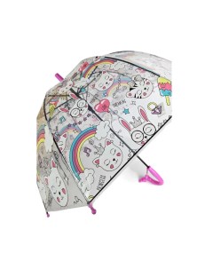 Зонт трость детский полуавтомат С 535 котики светло розовый 15884 Galaxy