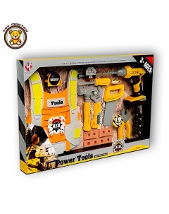 Набор инструментов игрушечный с электродрелью пилой и жилетом Power tools