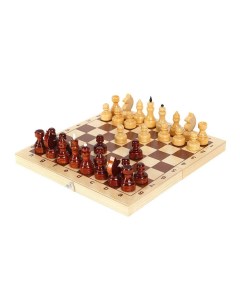 Шахматы обиходные деревянные лакированные фигурки с доской Ладья-с