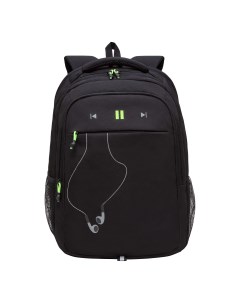 Рюкзак молодежный с карманом для ноутбука 15 RU 432 4 1 черный салатовый Grizzly
