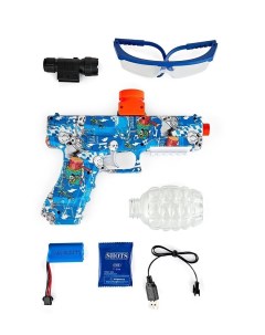 Игрушечный пистолет синий с лазерным прицелом с орбизами с гелевыми шариками Игроника