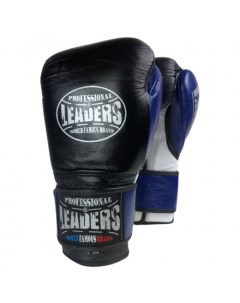 Боксерские перчатки черные синие 14 унций Leaders
