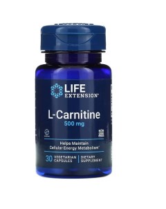 L Carnitine 500 mg 30 vegetarian capsules Life extension