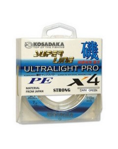 Шнур SUPER LINE PE X4 Ultralight PRO 110м т зелен 0 08мм 4 9кг Kosadaka