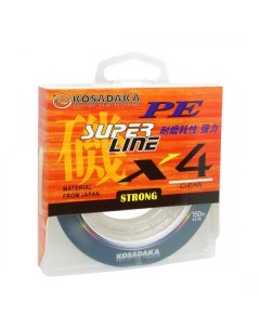 Шнур SUPER LINE PE X4 150м clear 0 25мм 16 5кг Kosadaka