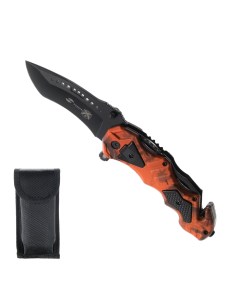 Нож складной Stinger лезвие 3Cr13 рукоять алюминий оранжевый камуфляж 10 см Bazar
