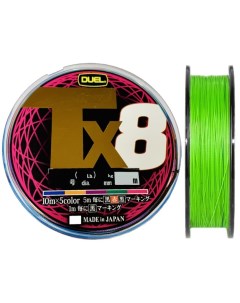 Плетеный шнур PE Tx8 200м Lime Green 0 8 0 15мм 7 7kg Duel