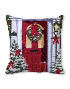 Подушка декоративная 40х40 Рождественская Дверь Твил Новый год Zaberite