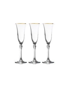 Набор бокалов для шампанского Le Stelle Gemma золото хрустальное стекло 6шт 150мл LR 036 Nobrand