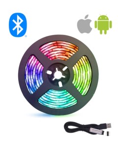 Светодиодная лента Bluetooth управление с телефона 3м разноцветный RGB Qvatra