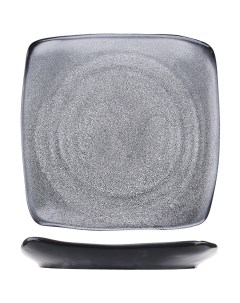 Тарелка Млечный путь квадратная 220х220мм фарфор белый черный Борисовская керамика