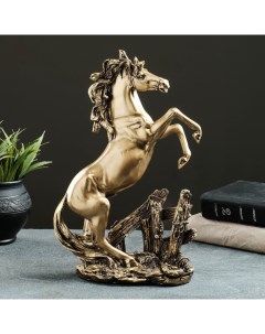 Фигура Лошадь на камне 20х10х30 см бронза с позолотой Хорошие сувениры