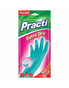 Перчатки хозяйственные Practi Extra Dry резиновые 5 шт хб напыление р M синие Paclan