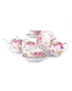 Сервиз чайный Пурпуровый цветок 15 предметов Дулевский фарфор